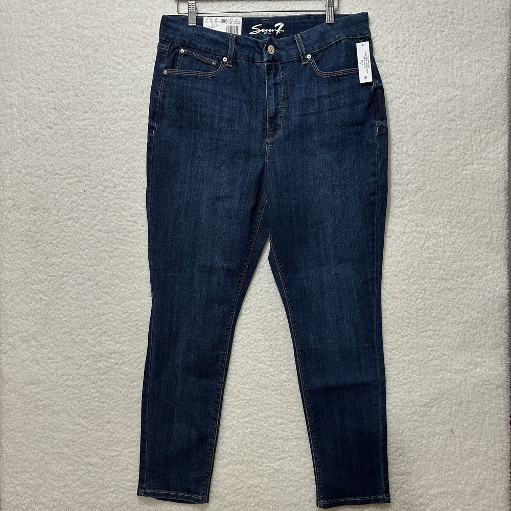 SEVEN7 Tummy Less Skinny High Rise Inner Slimming Control Panel Blue Jeans Sz 16